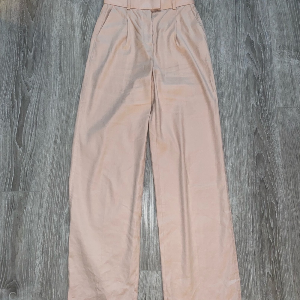 Babaton light pink linen pants